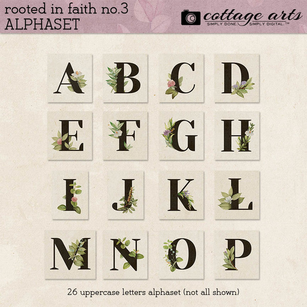 Rooted in Faith 3 AlphaSet Digital Art - Digital Scrapbooking Kits