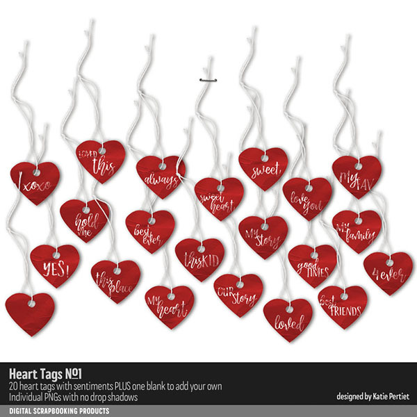 Heart Tags 01 Digital Art - Digital Scrapbooking Kits
