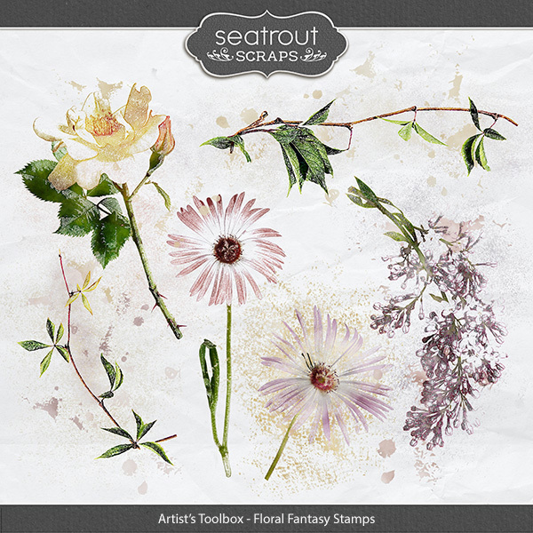 Artist's Toolbox - Floral Fantasy Stamps Digital Art - Digital Scrapbooking Kits