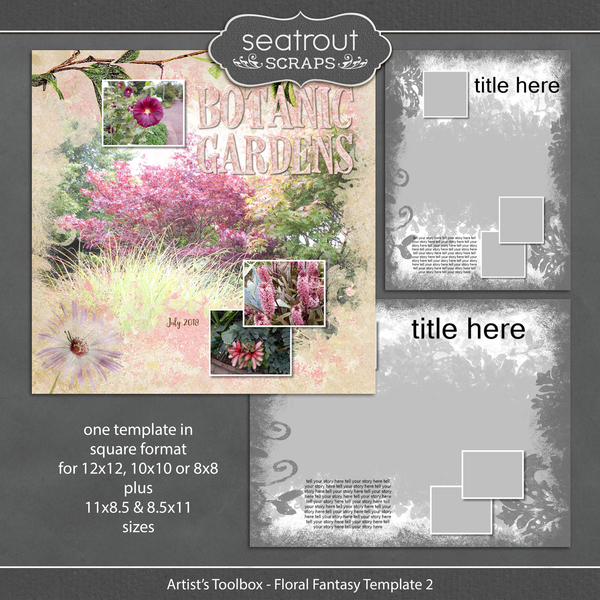 Artist's Toolbox - Floral Fantasy Template 2 Digital Art - Digital Scrapbooking Kits