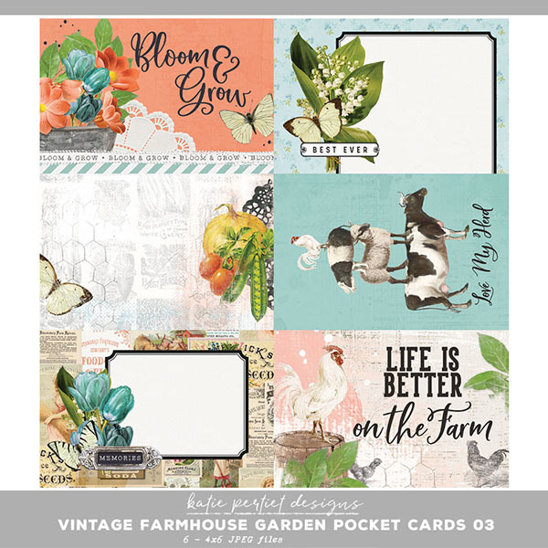 Vintage Farmhouse Garden Pocket Cards 03 Digital Art - Digital Scrapbooking Kits