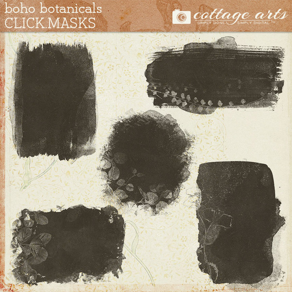 Boho Botanicals Click.Masks Digital Art - Digital Scrapbooking Kits