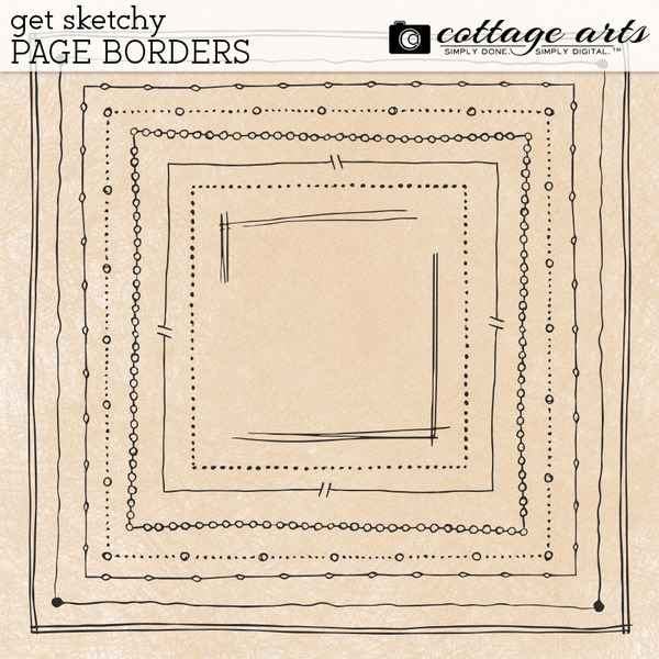 Get Sketchy Page Borders Digital Art - Digital Scrapbooking Kits