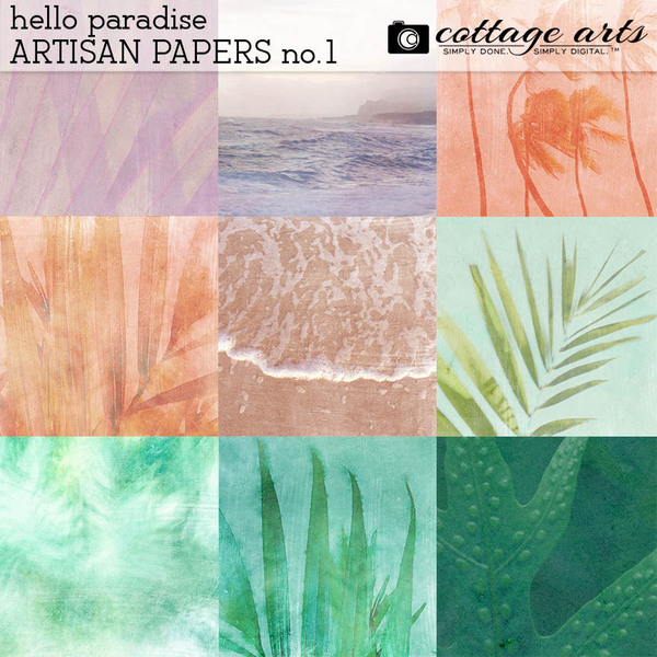 Hello Paradise Artisan Papers 1 Digital Art - Digital Scrapbooking Kits