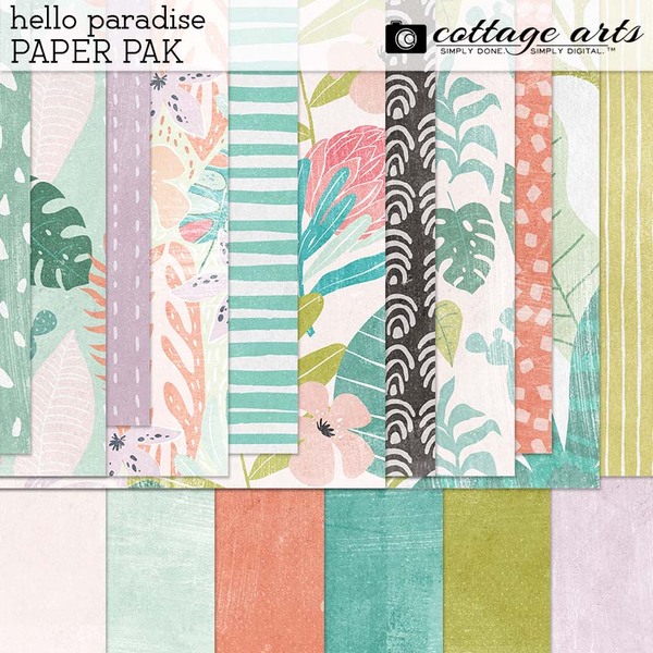 Hello Paradise Paper Pak Digital Art - Digital Scrapbooking Kits