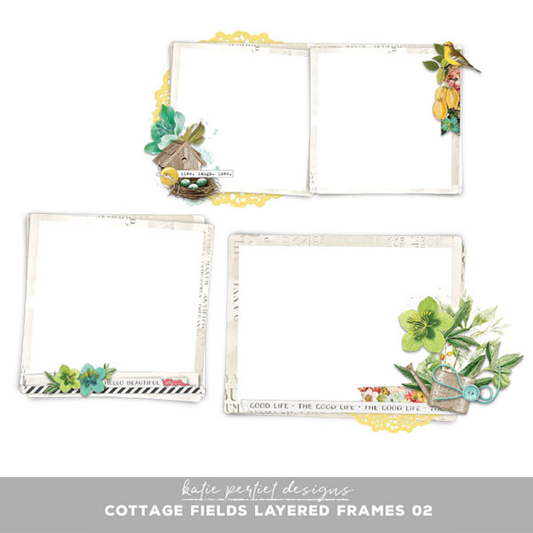Cottage Fields Layered Frames 02 Digital Art - Digital Scrapbooking Kits