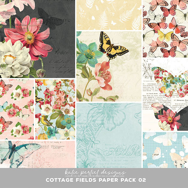 Cottage Fields Paper Pack 02 Digital Art - Digital Scrapbooking Kits