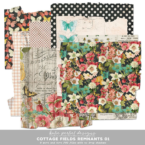 Cottage Fields Remnants 01 Digital Art - Digital Scrapbooking Kits