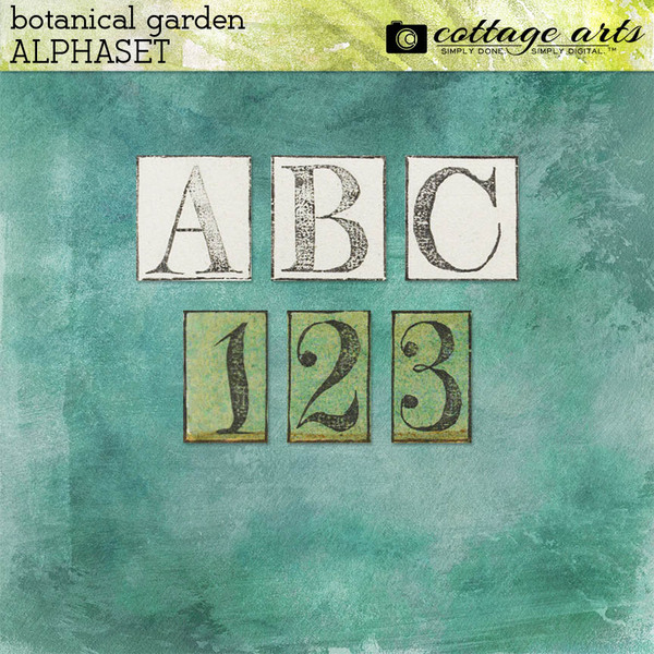 Botanical Garden AlphaSet Digital Art - Digital Scrapbooking Kits