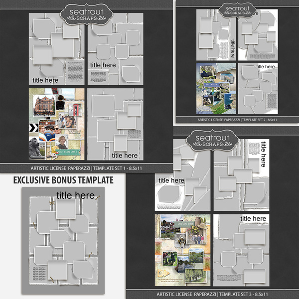 Artistic License Paperazzi Bonus Bundle - 8.5x11 Digital Art - Digital Scrapbooking Kits