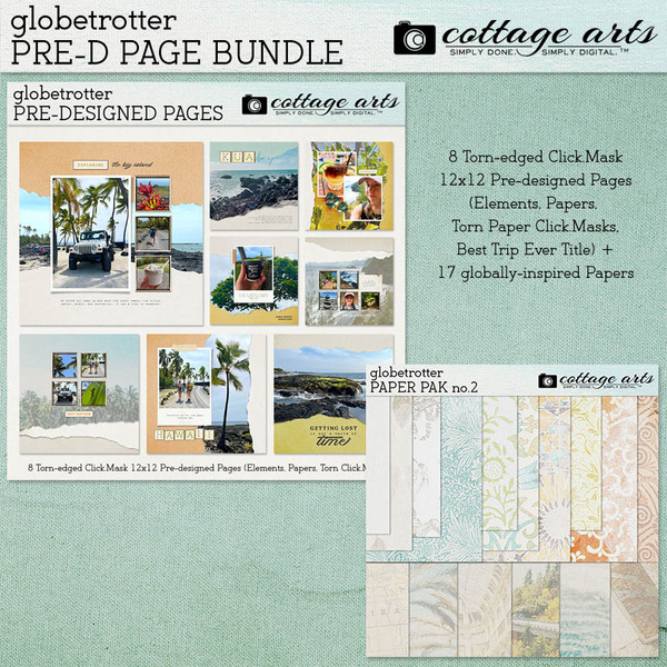 Globetrotter Pre-designed Page Bundle Digital Art - Digital Scrapbooking Kits