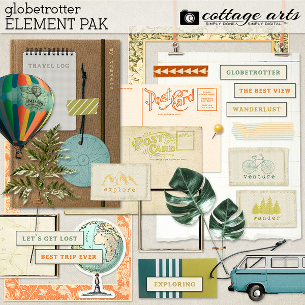 Globetrotter Element Pak Digital Art - Digital Scrapbooking Kits