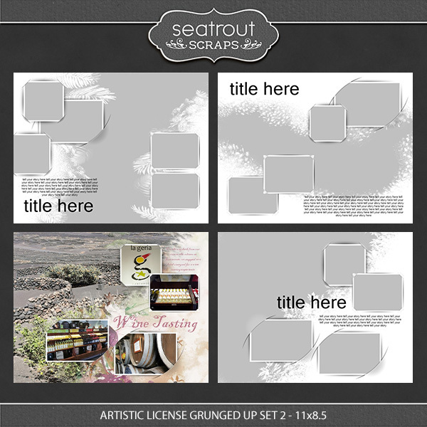 Artistic License Grunged Up Set 2 - 11x8.5 Digital Art - Digital Scrapbooking Kits