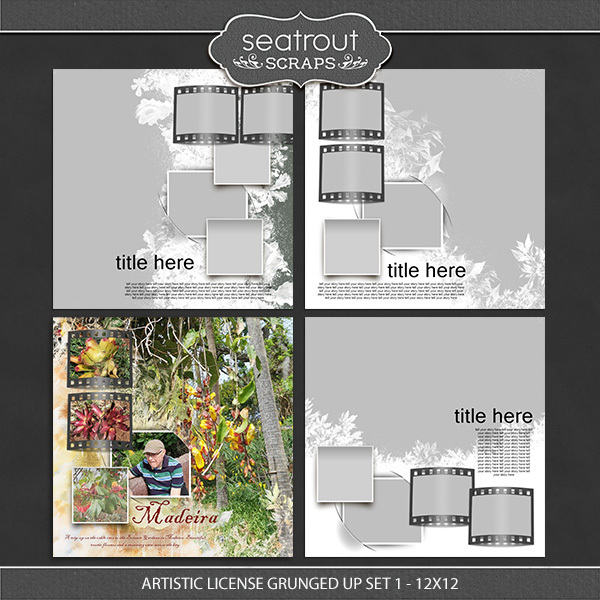 Artistic License Grunged Up Set 1 - 12x12 Digital Art - Digital Scrapbooking Kits