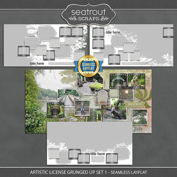Artistic License Grunged Up Set 1 - Seamless Layflat Digital Art - Digital Scrapbooking Kits