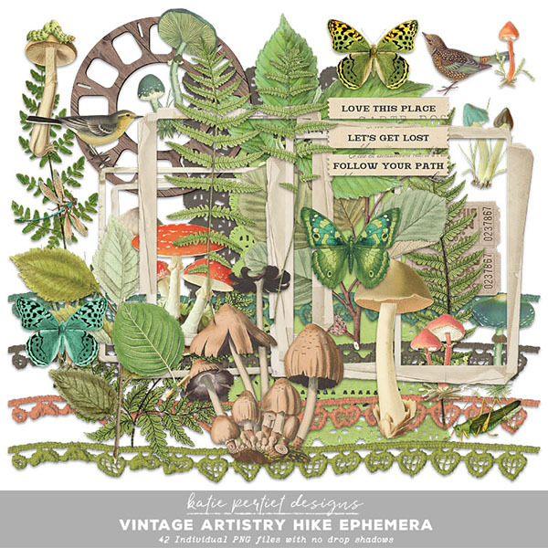 Vintage Artistry Hike Ephemera Digital Art - Digital Scrapbooking Kits