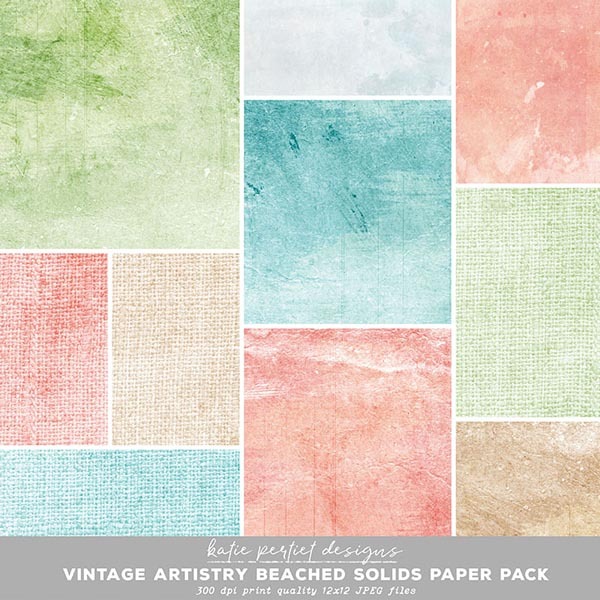 Vintage Artistry Beached Solids Paper Pack Digital Art - Digital Scrapbooking Kits