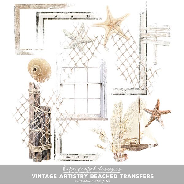 Vintage Artistry Beached Transfers Digital Art - Digital Scrapbooking Kits