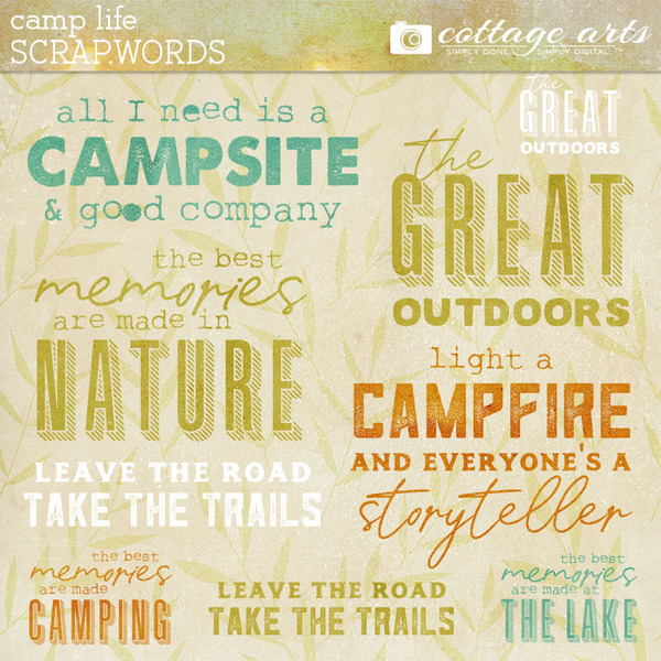 Camp Life Scrap.Words Digital Art - Digital Scrapbooking Kits