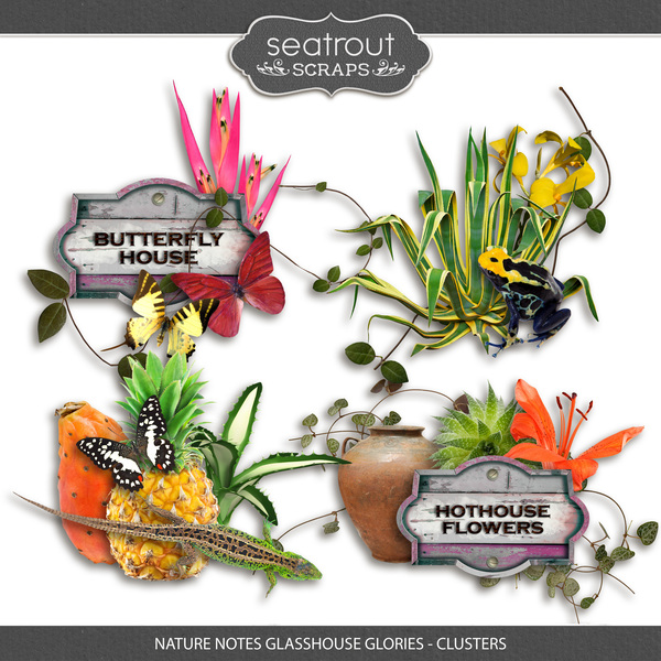 Nature Notes Glasshouse Glories - Clusters Digital Art - Digital Scrapbooking Kits