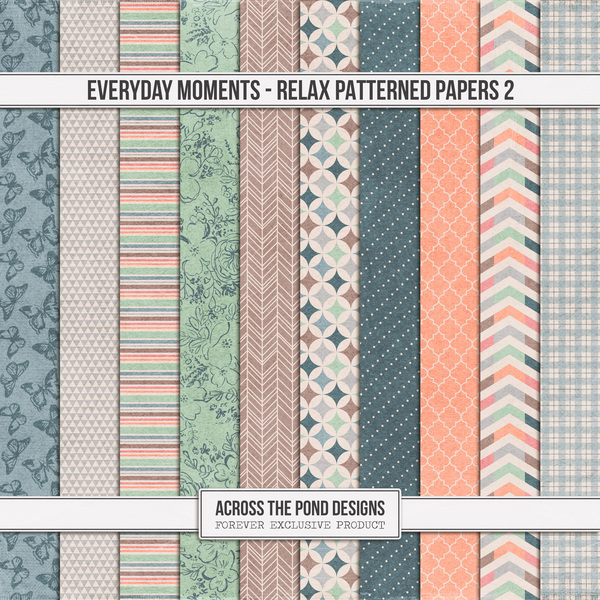 Everyday Moments - Relax Patterned Papers 2 Digital Art - Digital Scrapbooking Kits