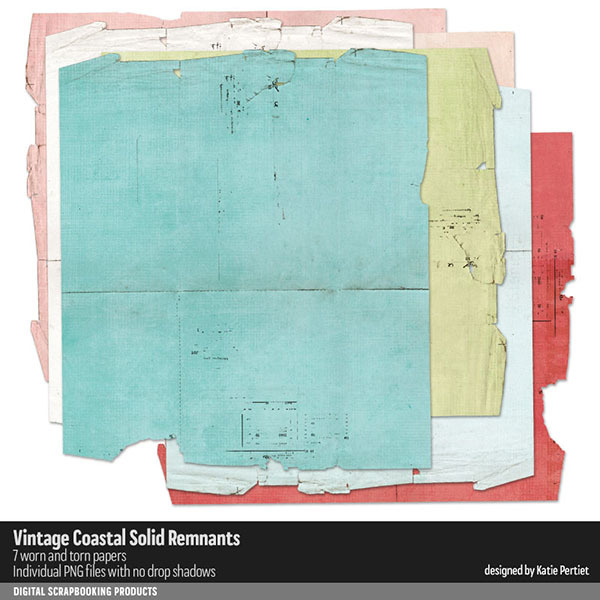 Vintage Coastal Solid Remnants Digital Art - Digital Scrapbooking Kits