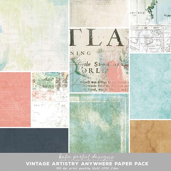 Vintage Artistry Anywhere Paper Pack Digital Art - Digital Scrapbooking Kits