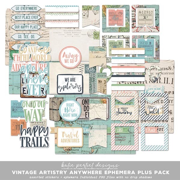 Vintage Artistry Anywhere Ephemera Plus Pack Digital Art - Digital Scrapbooking Kits