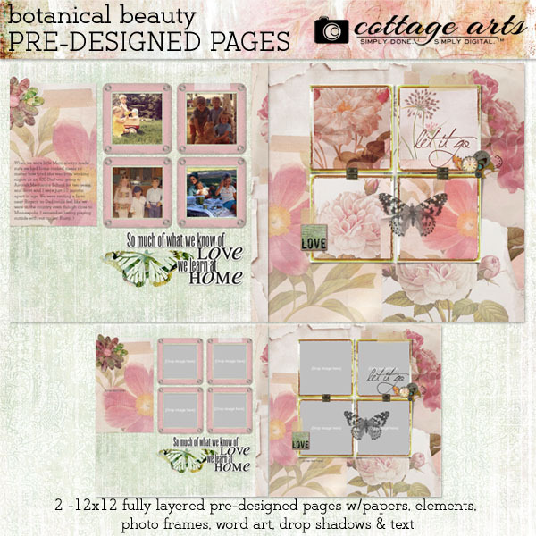 Botanical Beauty Pre-designed Pages Digital Art - Digital Scrapbooking Kits