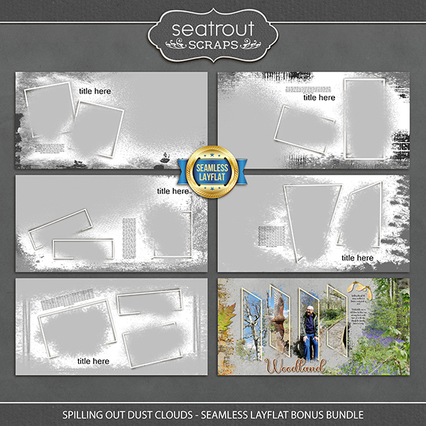 Spilling Out Dust Clouds - Seamless Layflat Bonus Bundle Digital Art - Digital Scrapbooking Kits