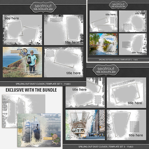Spilling Out Dust Clouds Bonus Bundle - 11x8.5 Digital Art - Digital Scrapbooking Kits