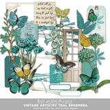 Vintage Artistry Teal Ephemera