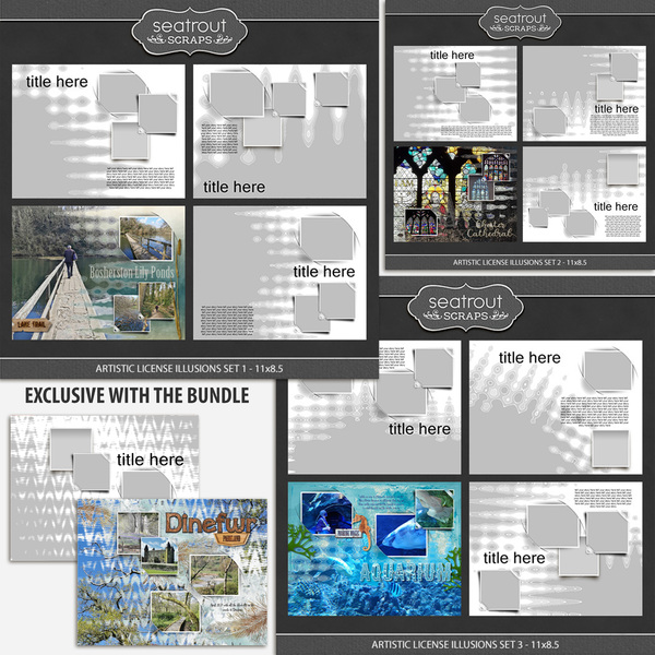 Artistic License Illusions Bonus Bundle - 11x8.5 Digital Art - Digital Scrapbooking Kits