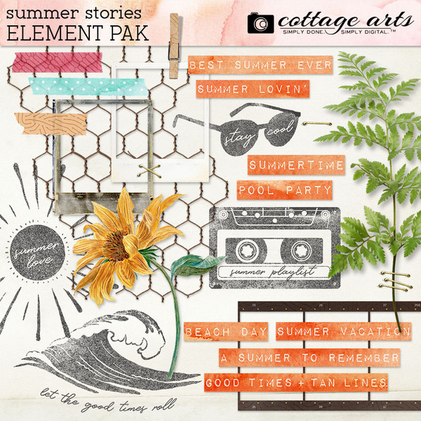 Summer Stories Element Pak Digital Art - Digital Scrapbooking Kits