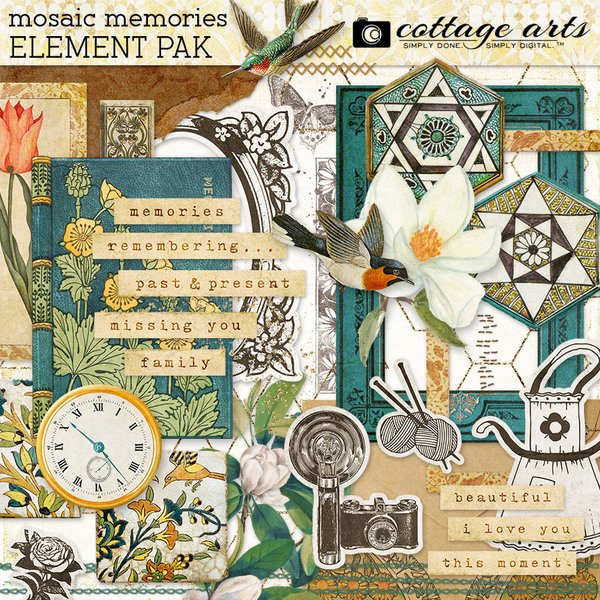 Mosaic Memories Element Pak Digital Art - Digital Scrapbooking Kits