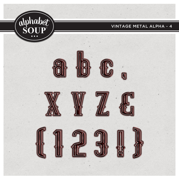 Vintage Metal Alpha - 4 Digital Art - Digital Scrapbooking Kits