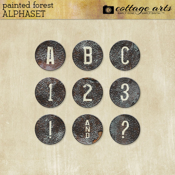 Painted Forest AlphaSet Digital Art - Digital Scrapbooking Kits
