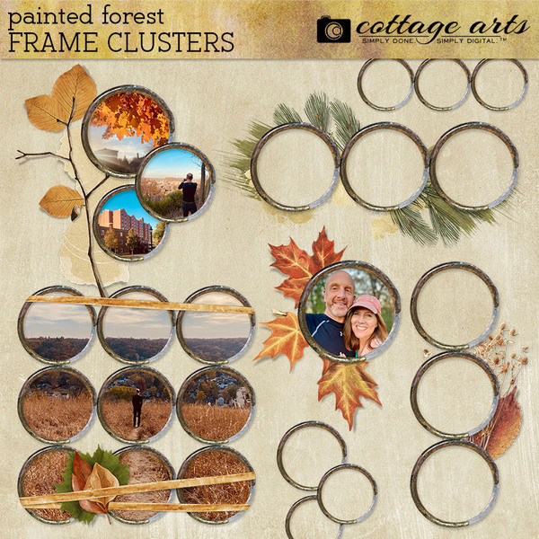 Painted Forest Frame Clusters Digital Art - Digital Scrapbooking Kits