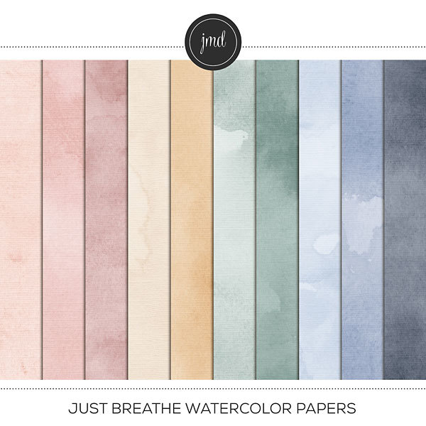 Just Breathe Watercolor Papers Digital Art - Digital Scrapbooking Kits