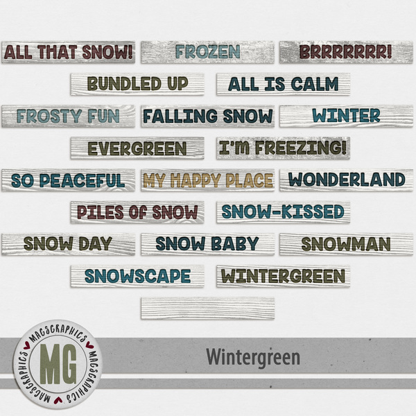 Wintergreen Wood Tags Digital Art - Digital Scrapbooking Kits