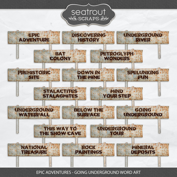 Epic Adventures - Going Underground Word Art Digital Art - Digital Scrapbooking Kits