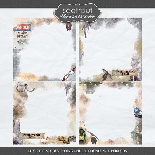 Epic Adventures - Going Underground Page Borders Digital Art - Digital Scrapbooking Kits