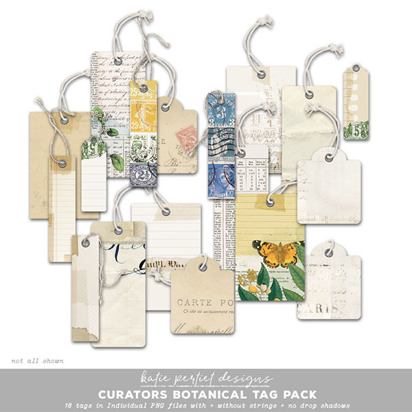 Curators Botanical Tags Digital Art - Digital Scrapbooking Kits