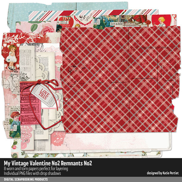 My Vintage Valentine 02 Remnants 02 Digital Art - Digital Scrapbooking Kits
