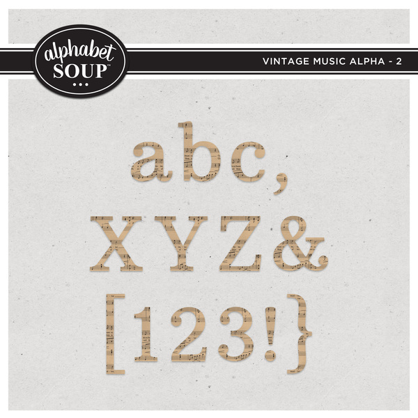 Vintage Music Alpha - 2 Digital Art - Digital Scrapbooking Kits