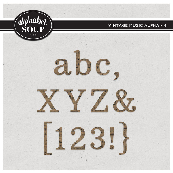 Vintage Music Alpha - 4 Digital Art - Digital Scrapbooking Kits