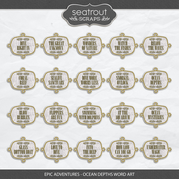 Epic Adventures - Ocean Depths Word Art Digital Art - Digital Scrapbooking Kits