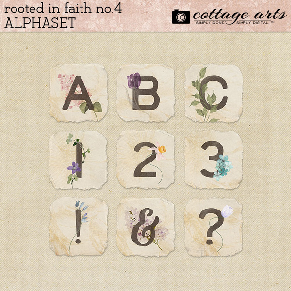 Rooted in Faith 4 AlphaSet Digital Art - Digital Scrapbooking Kits