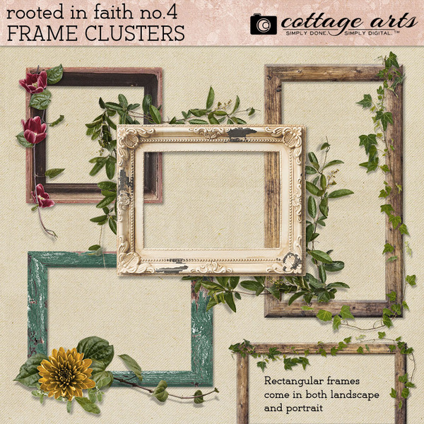 Rooted in Faith 4 Frame Clusters Digital Art - Digital Scrapbooking Kits