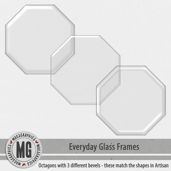 Everyday Glass Frames Octagons Digital Art - Digital Scrapbooking Kits